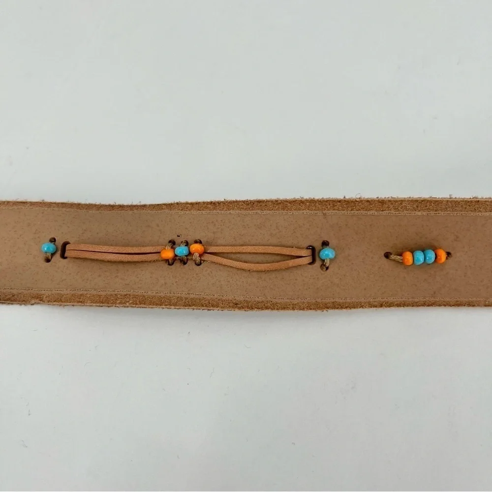 Roxy Western Boho Beaded Leather Belt Size M